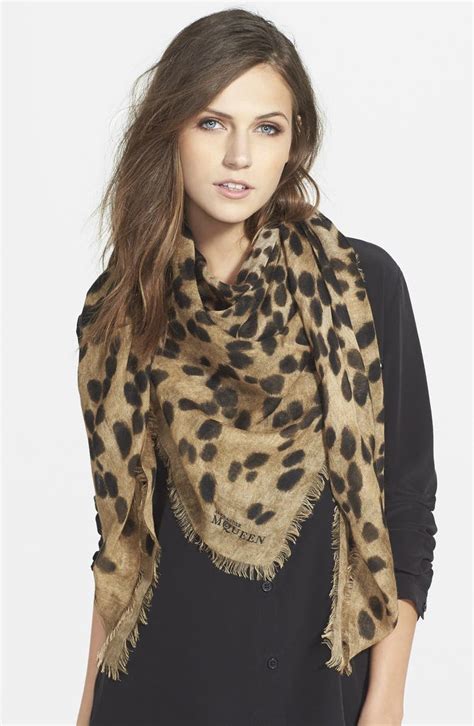 Alexander McQueen Leopard Skull Silk Scarf .